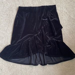 UO Velvet Ruffle Mini Skirt